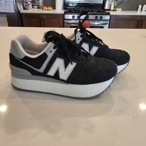 New Balance Women's Black and White Sneakers